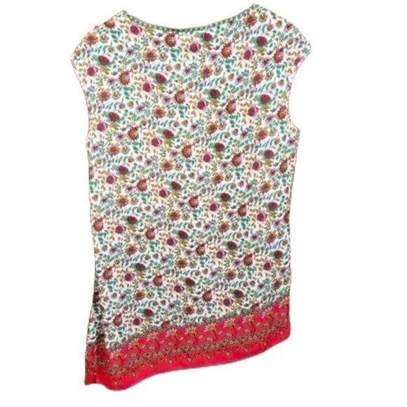Max Studio Floral Print Cap Sleeve Asymmetrical Side Tie Blouse Woman's Size M - Picture 4 of 16